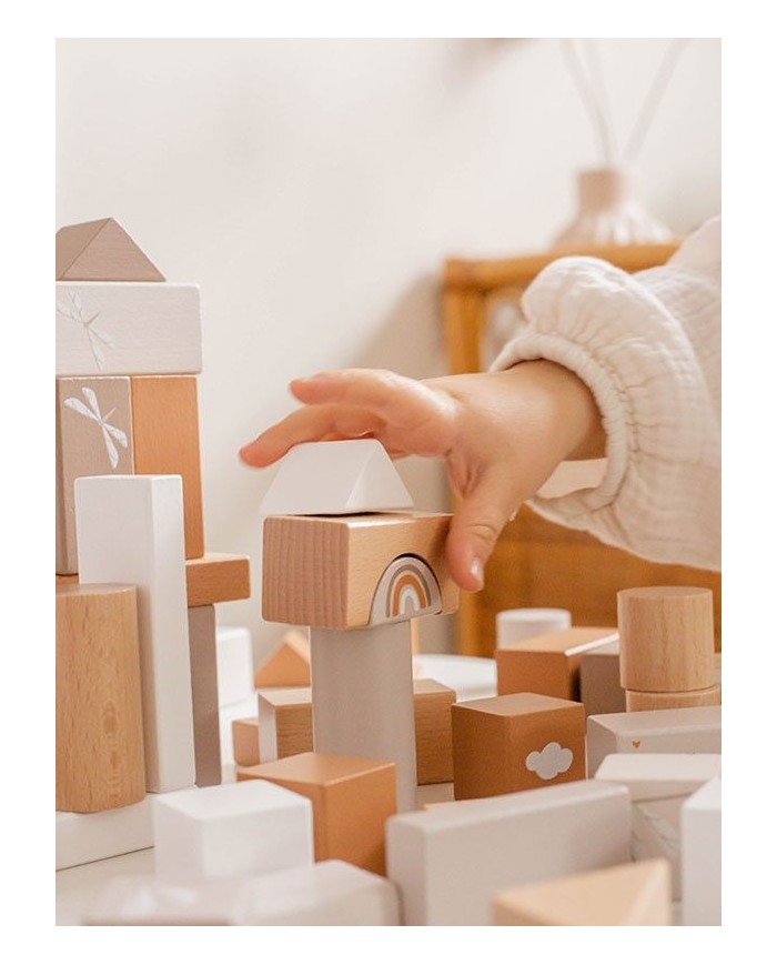 Blocs de bois à empiler (50 pièces) - Nougat