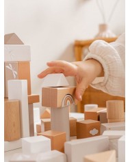 Blocs de bois à empiler (50 pièces) - Nougat