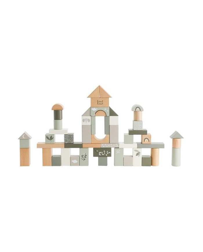 Blocs de bois à empiler (50 pièces) - Olive green