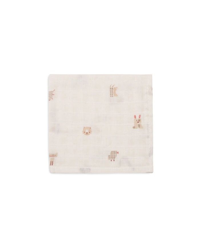 Lot de 3 Serviettes Gaze de Coton 31x31cm - Animal Friends Lot de 3 Serviettes Gaze de Coton 31x31cm - Animal Friends