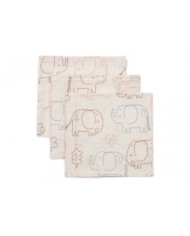 Lot de 3 Serviettes Gaze de Coton 31x31cm - Elephant Tales Lot de 3 Serviettes Gaze de Coton 31x31cm - Elephant Tales