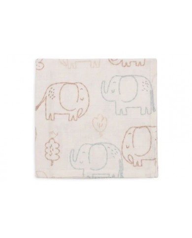Lot de 3 Serviettes Gaze de Coton 31x31cm - Elephant Tales Lot de 3 Serviettes Gaze de Coton 31x31cm - Elephant Tales