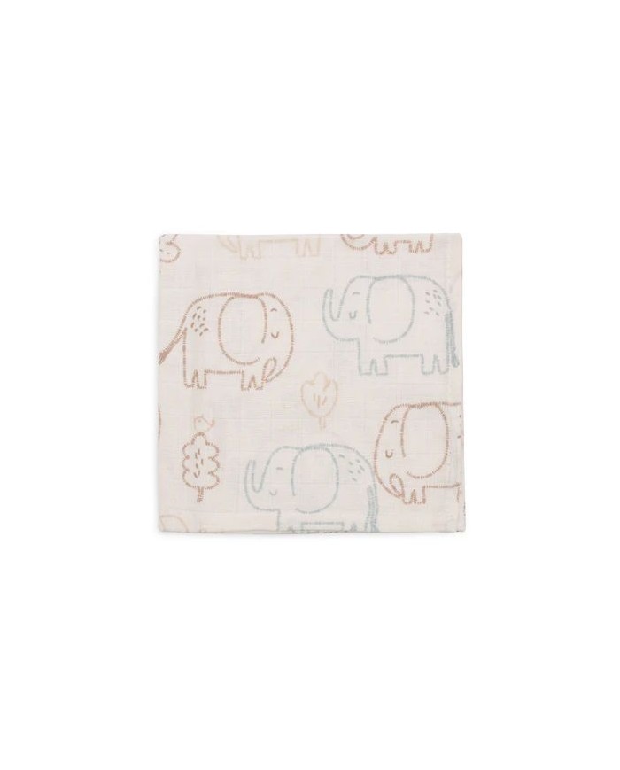 Lot de 3 Serviettes Gaze de Coton 31x31cm - Elephant Tales Lot de 3 Serviettes Gaze de Coton 31x31cm - Elephant Tales