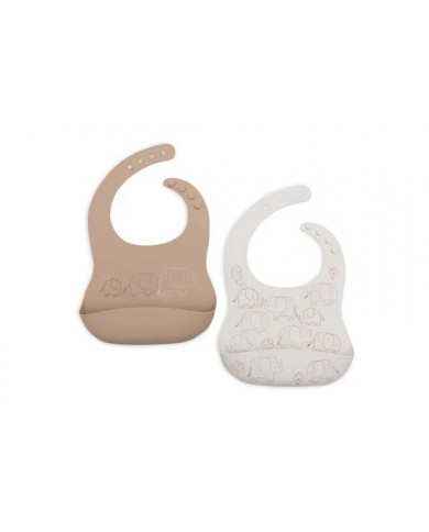 Lot de 2 Bavoirs Silicones - Elephant Tales Lot de 2 Bavoirs Silicones - Elephant Tales