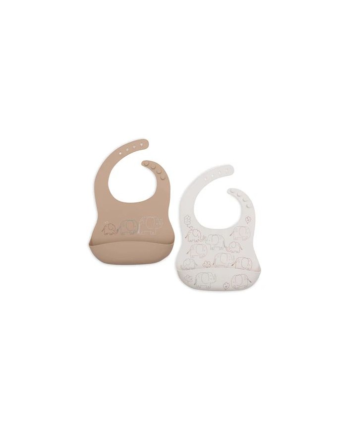 Lot de 2 Bavoirs Silicones - Elephant Tales