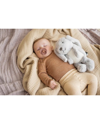 Doudou Battements de Coeur rechargeable - Milo le lapin - Gris