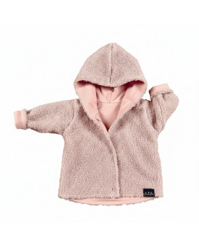 Veste réversible bouclette rose