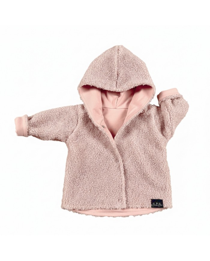Veste réversible bouclette rose