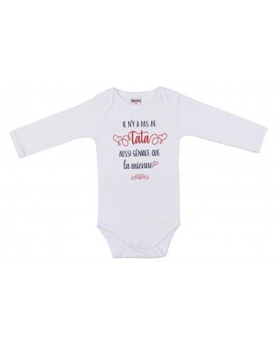 Body manches longues "Il n'y a pas de tata aussi géniale" blanc