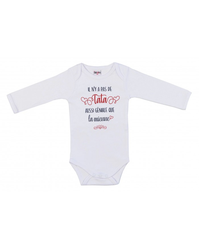 Body manches longues "Il n'y a pas de tata aussi géniale" blanc