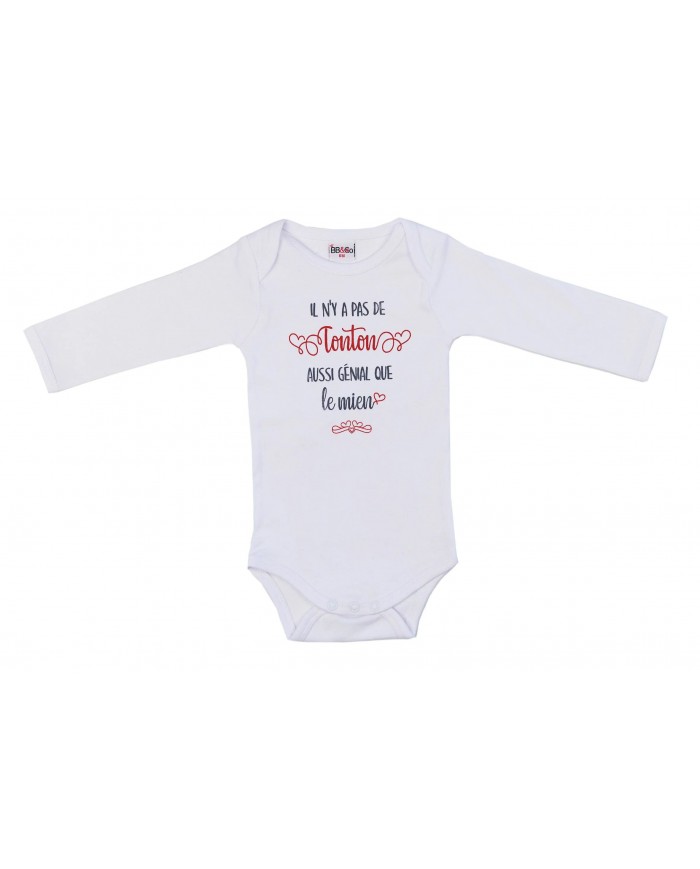 Body manches longues "Il n'y a pas de tonton aussi génial" blanc