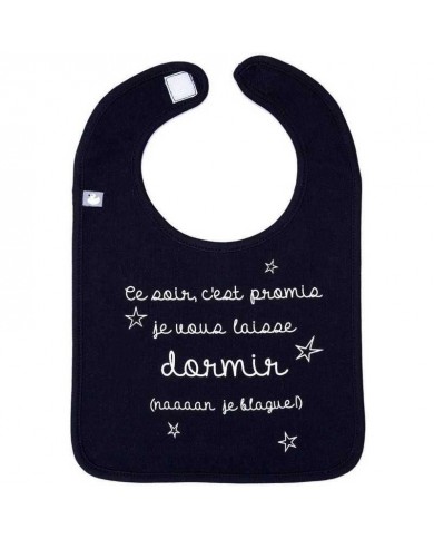 Bavoir "C'est promis je vous laisse dormir" Noir