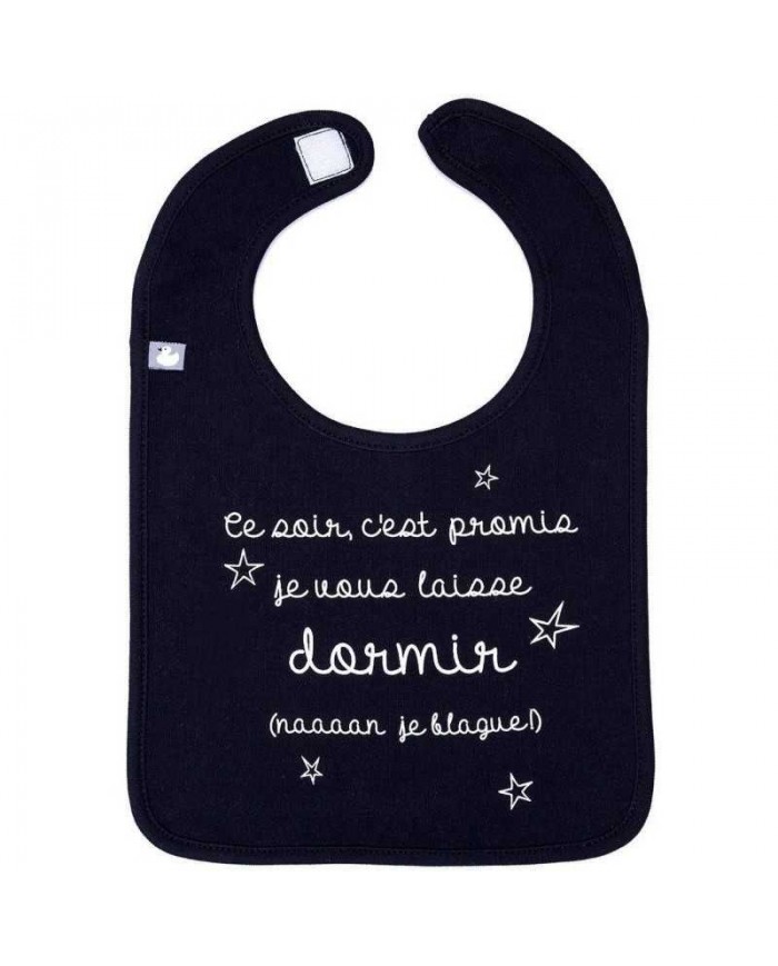 Bavoir "C'est promis je vous laisse dormir" Noir