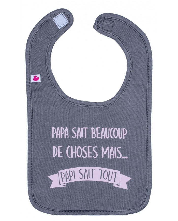 Bavoir "Papi sait tout" antra/rose