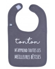 Bavoir "Tonton m'apprend les meilleures bêtises" antra