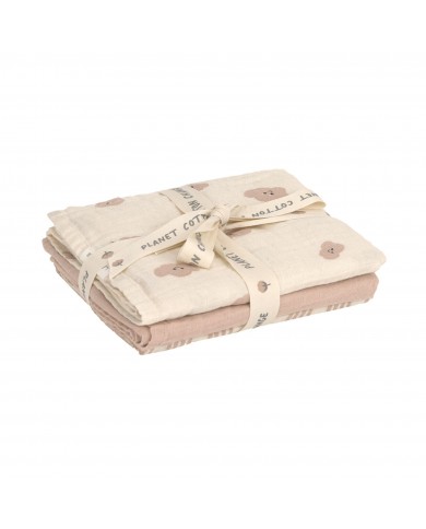 Lot de 3 tétras en coton 60 x 60 cm - Tiny Team, champignon