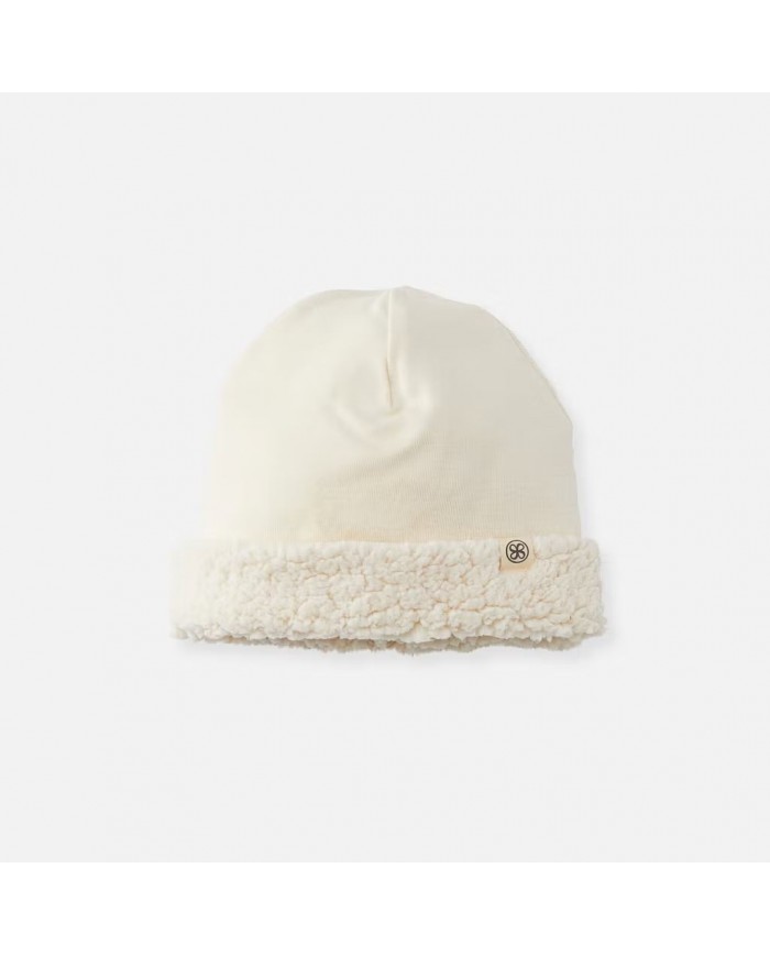Bonnet réversible en Teddy - 0-6 mois - Off White