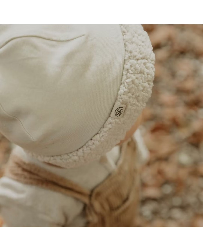 Bonnet réversible en Teddy - 0-6 mois - Off White