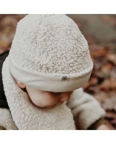 Bonnet réversible en Teddy - 0-6 mois - Off White