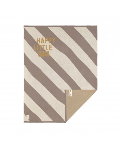 Couverture 80x100 cm - Coton Bio, Rayé nature taupe