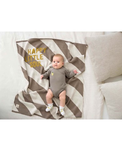 Couverture 80x100 cm - Coton Bio, Rayé nature taupe