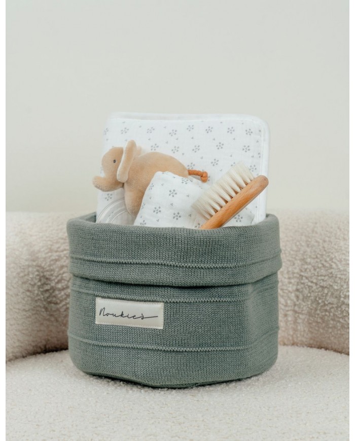 Panier de rangement en tricot bio - Kaki