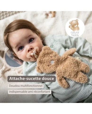 Attache sucette Ours - Teddy beige