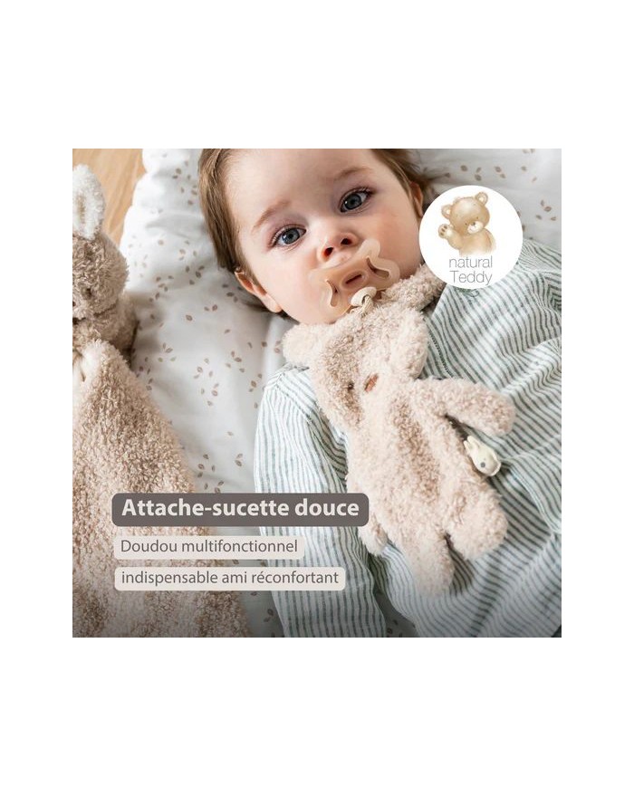 Attache sucette Lapin - Teddy beige