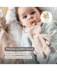 Attache sucette Lapin - Teddy beige