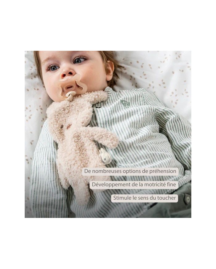 Attache sucette Lapin - Teddy beige