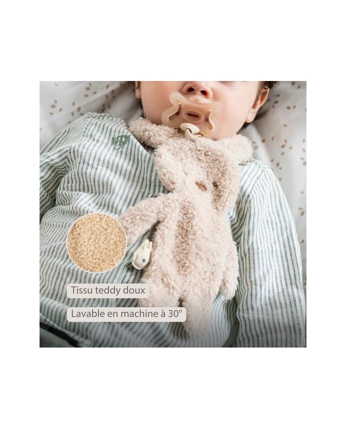 Attache sucette Lapin - Teddy beige