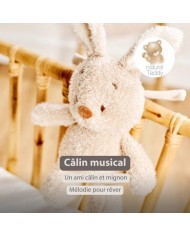 Peluche musicale 25 cm Lapin - Teddy beige