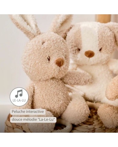 Peluche musicale 25 cm Lapin - Teddy beige
