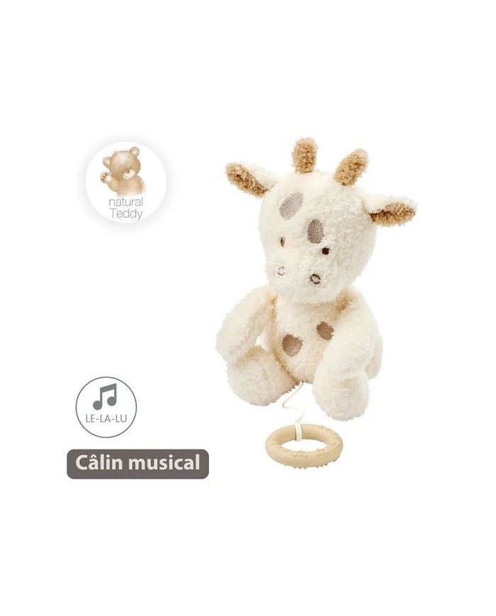 Peluche musicale 32 cm Girafe - Teddy blanc cassé