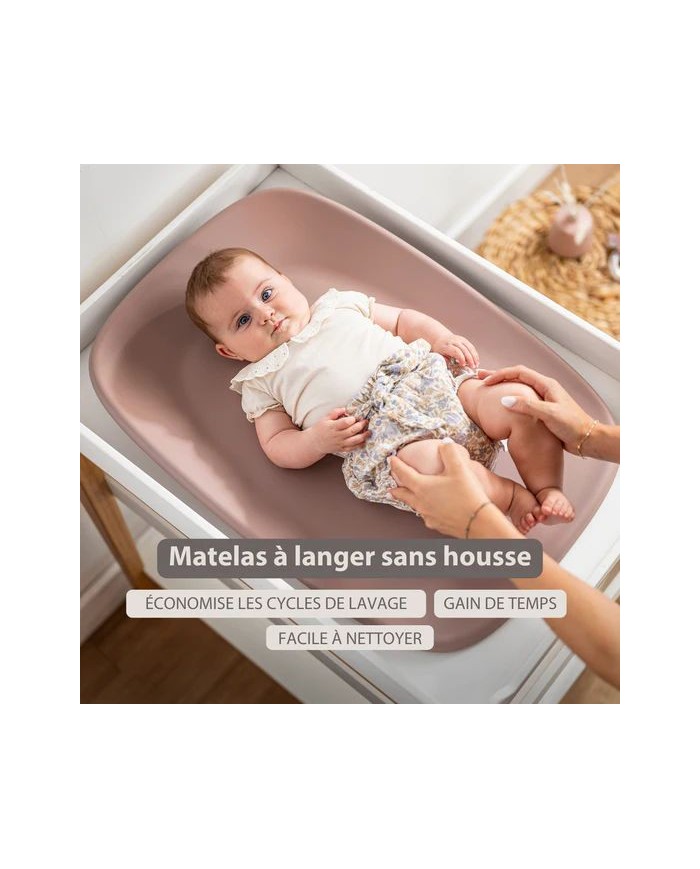 Matelas à langer en mousse PU Vieux Rose softy