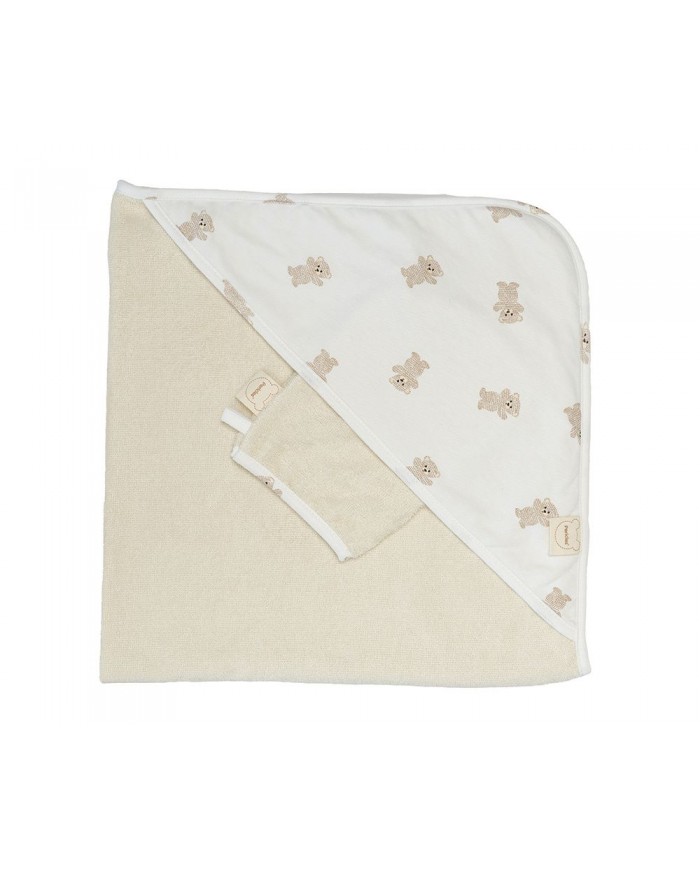 Cape de bain + gant bear allover
