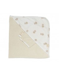 Cape de bain + gant bear chocolate