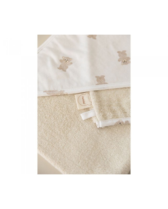 Cape de bain + gant bear allover