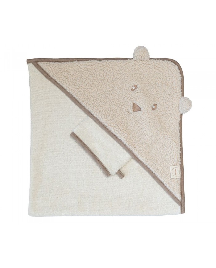 Cape de bain + gant bear creme