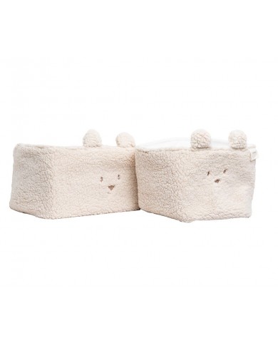 Panier de rangement (lot de 2) bear creme