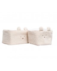 Panier de rangement (lot de 2) bear creme