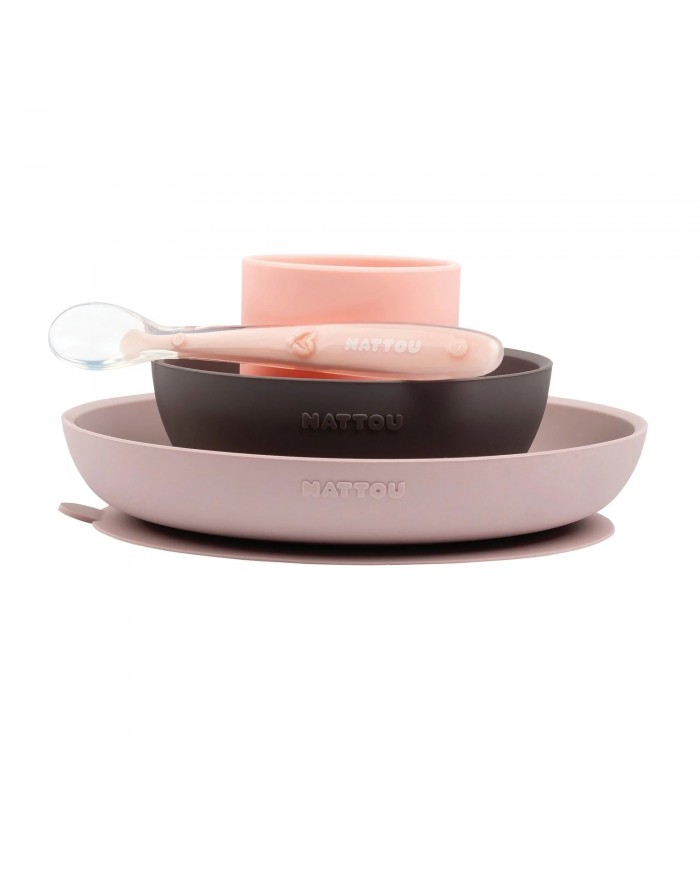 Coffret De Repas 4Pcs Rose/Aubergine Silicone