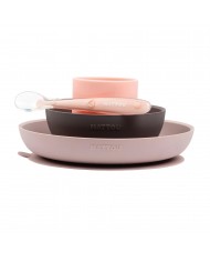Coffret De Repas 4Pcs Rose/Aubergine Silicone
