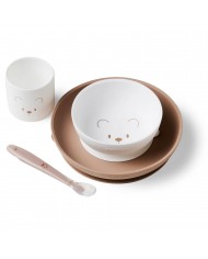 Coffret De Repas 4Pcs Blanc/Beige Silicone