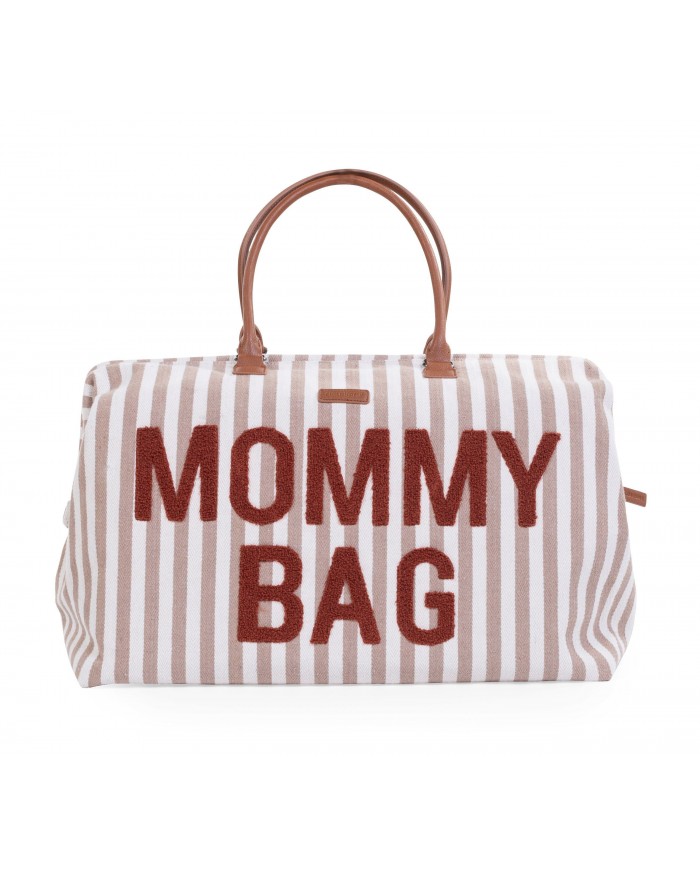 Mommy Bag Rayures - Nude/Terracotta