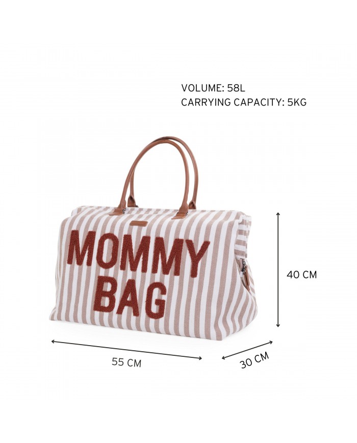 Mommy Bag Rayures - Nude/Terracotta