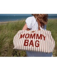 Mommy Bag Rayures - Nude/Terracotta