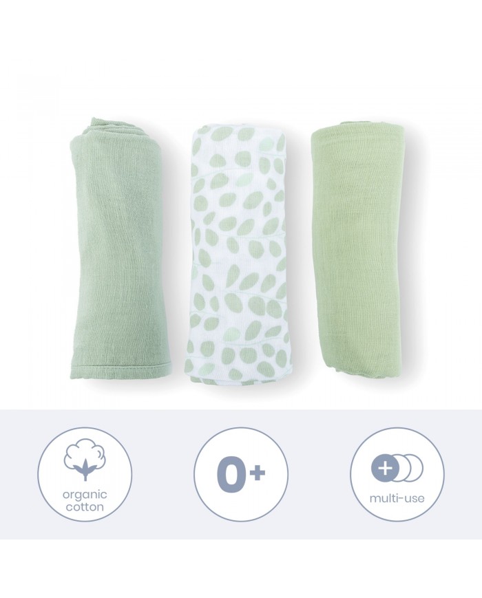 Lot de 3 tétras Lovely 70x70cm - Mini leaves green