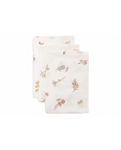 Lot de 3 Gants de Toilette Gaze de Coton 15x20cm - Riverside