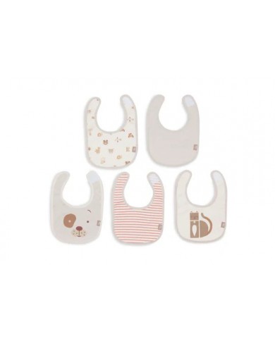 Lot de 5 Bavoirs Jersey imperméable - Animal Friends